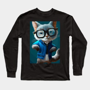 Nerd Cat Long Sleeve T-Shirt
